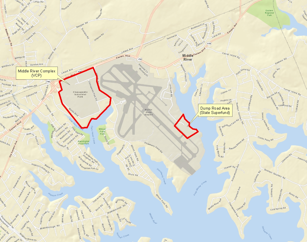 Site map showing areas of investigation interest