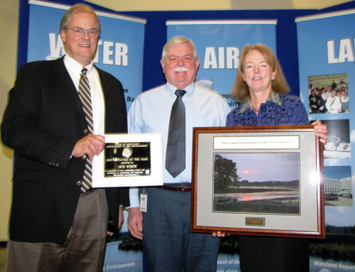 Deputy Secretary Robert Summers, MDE Employee of the Year Jack Bowen, and Secretary Shari Wilson. 