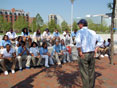 MDE Deputy Secretary Robert Summers talks about clean water with students from Digital Harbor High School. 