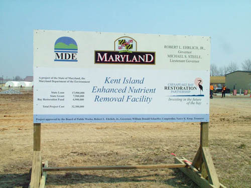 Photo of sign at Kent Island WWTP