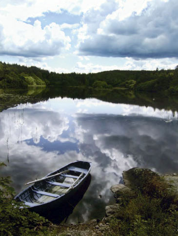 Row boat in water