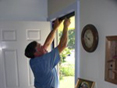 Weatherstripping a door frame