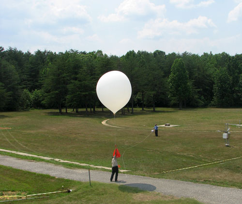 Howard University Scientists Prepare to Launch an Ozonesonde.