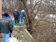 MDE investigators inspecting Hamerlee pumping station overflow conduit.