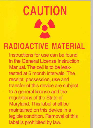 Label for general license device