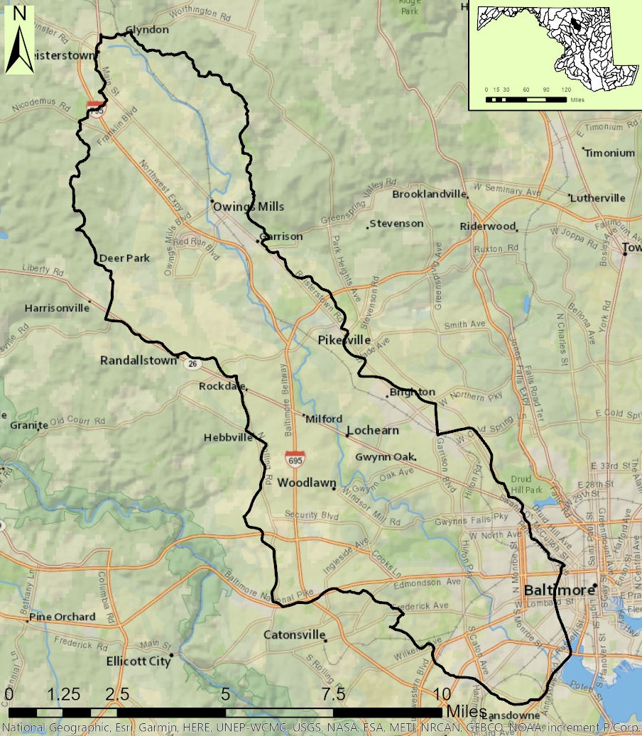 Map of the Gwynns Falls Watershed