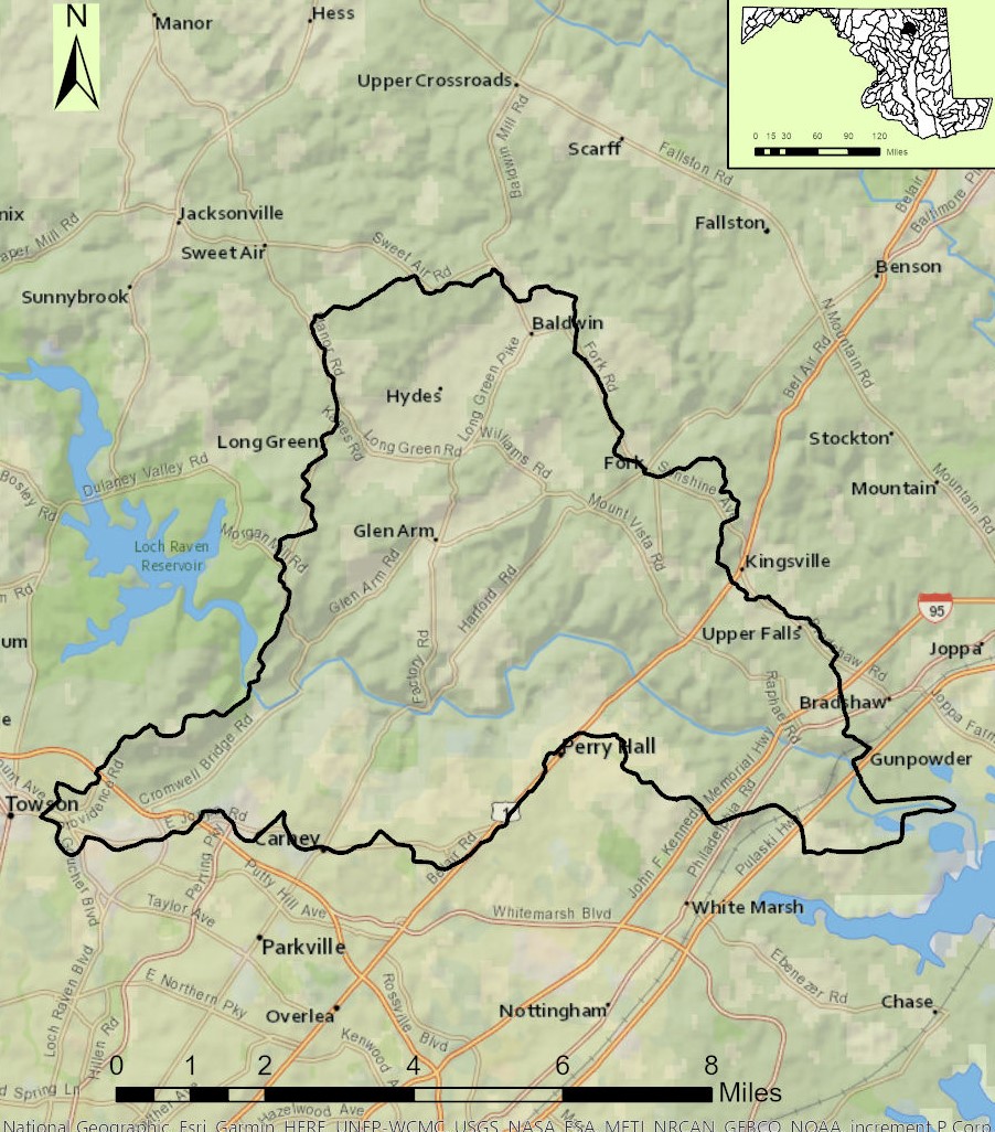 Map of the Lower Gunpowder Falls Watershed