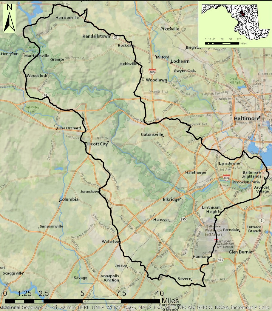 Map of the Patapsco Lower North Branch Watershed