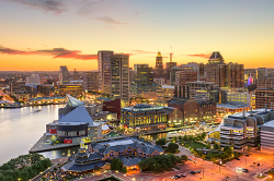 Arial view of Baltimore Inner Harbor