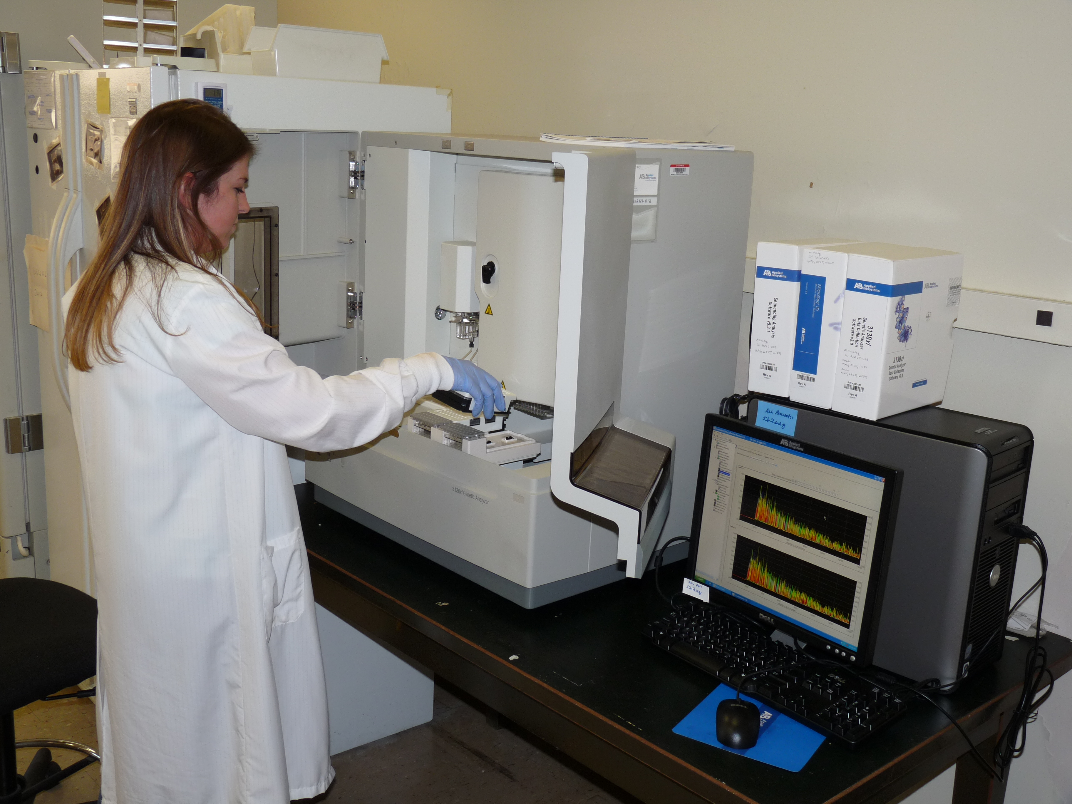 Photo of technician testing water samples